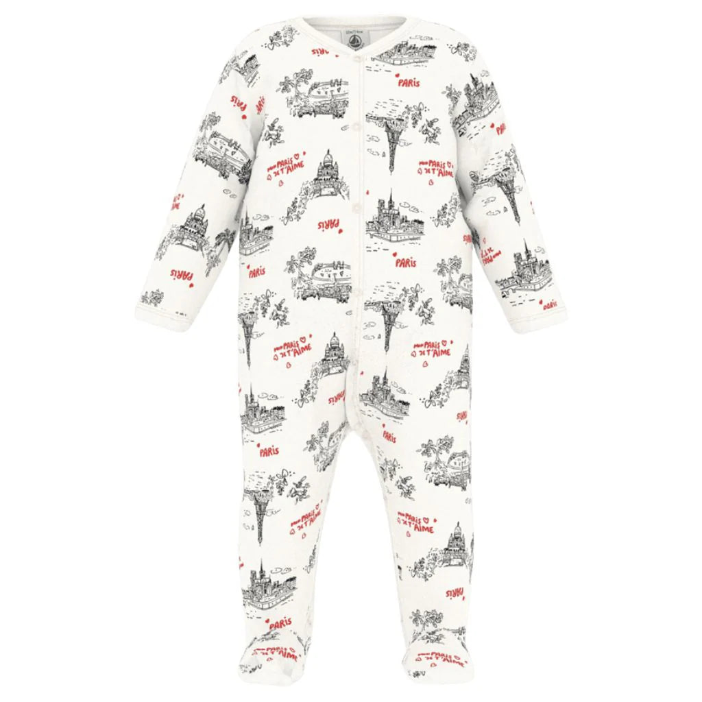 Petit Bateau Front Snap Parisian Print Footie