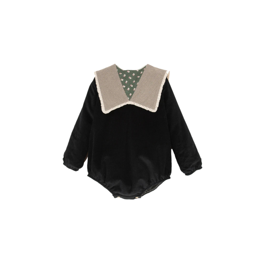 Popelin Cape-Style Long Sleeve Corduroy Romper | Tuesday's Child