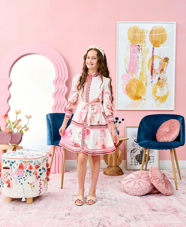 Porter Large Pink & Brown Flowers Dress 2049