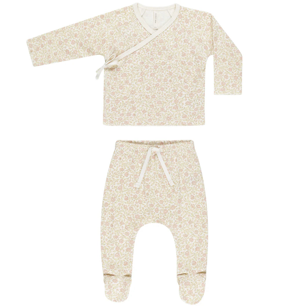Quincy Mae Wrap Top + Footed Pant Set