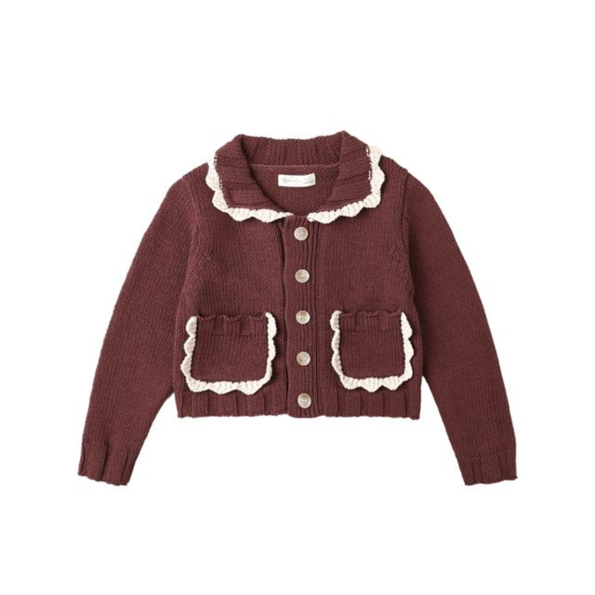 Rylee + Cru Collared CARDIGAN-BURGUNDY 8-9Y