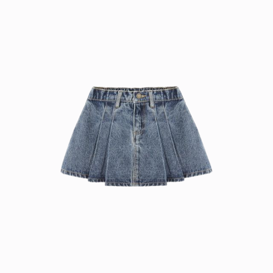 Rylee + Cru Pleated Denim Skirt Indigo Denim | Tuesday's Child