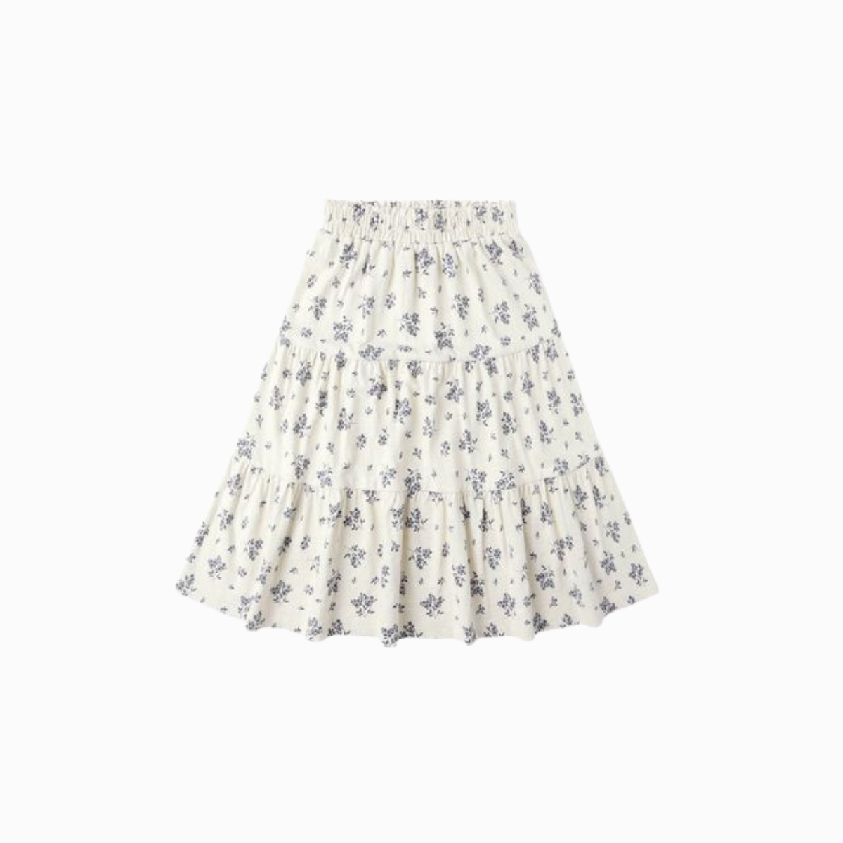 Rylee + Cru Ruffle Tiered Midi Skirt Blue Floral | Tuesday's Child