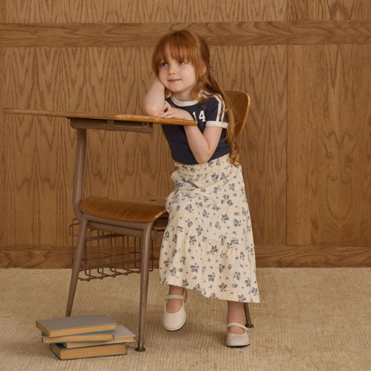 Rylee + Cru Ruffle Tiered Midi Skirt Blue Floral | Tuesday's Child