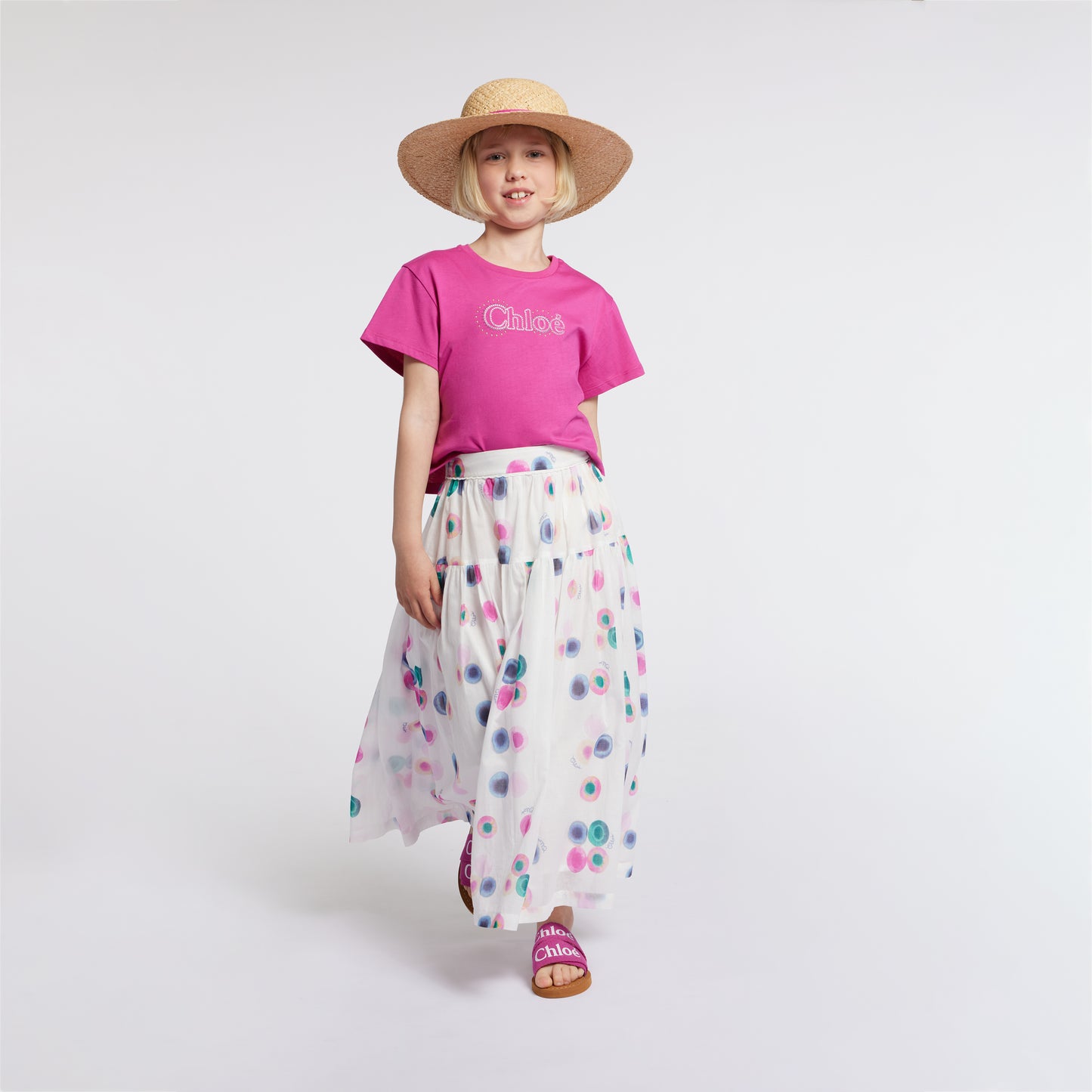 Chloe Water Color Spots Pleated Skirt