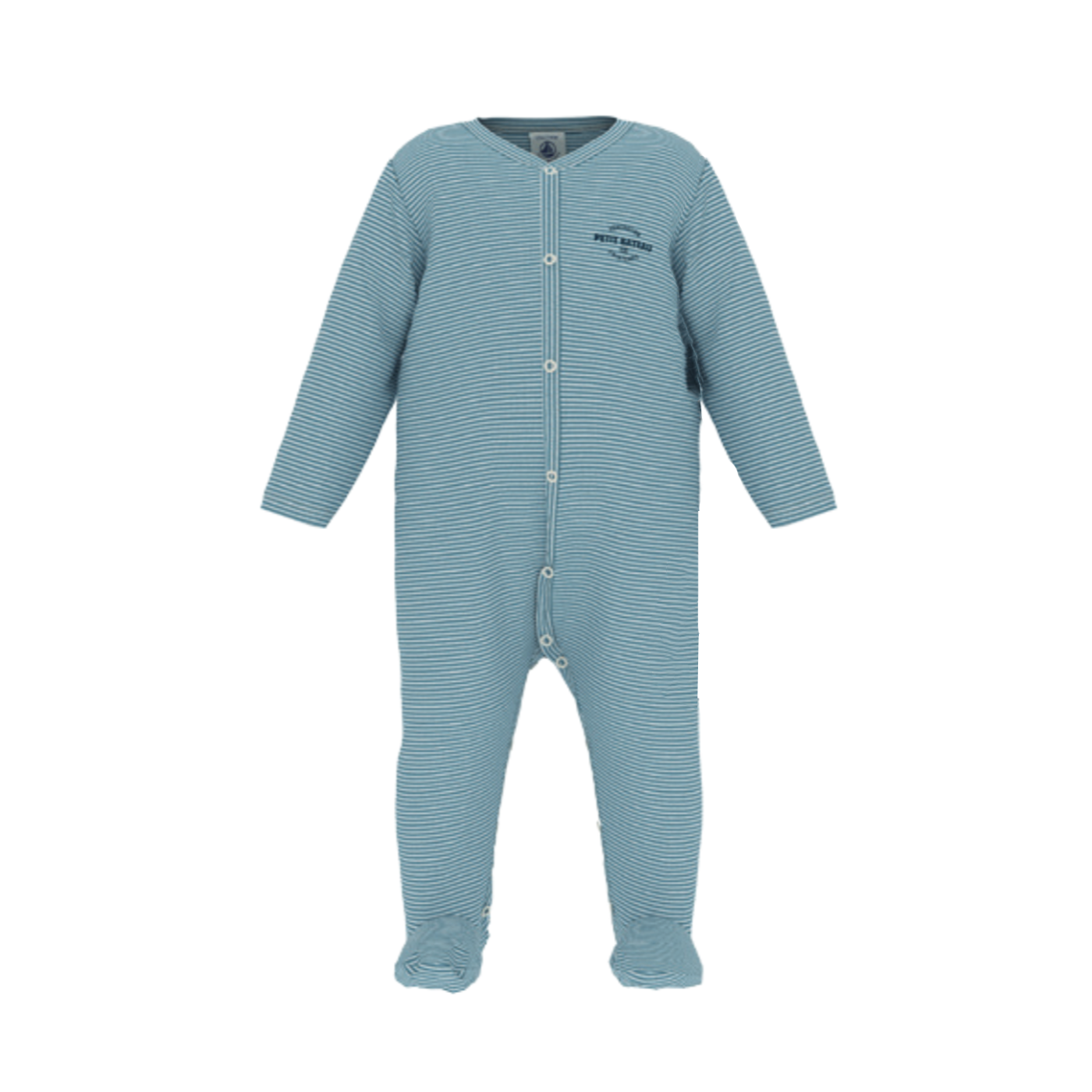 Petit Bateau Baby Boy  Front Snap Striped Footie
