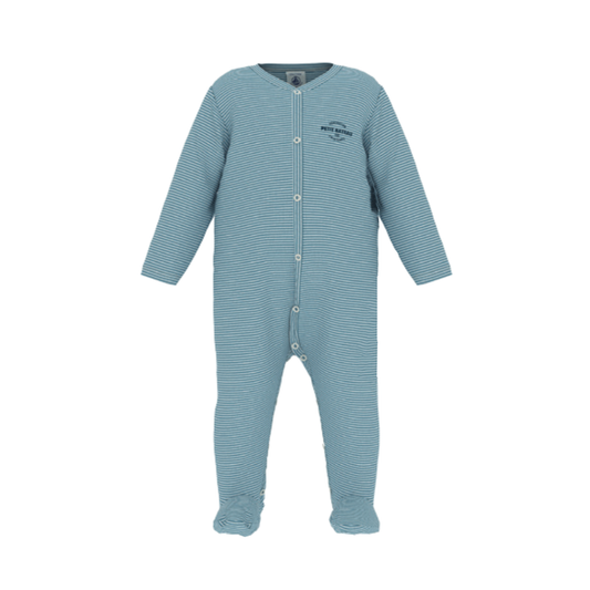 Petit Bateau Baby Boy  Front Snap Striped Footie