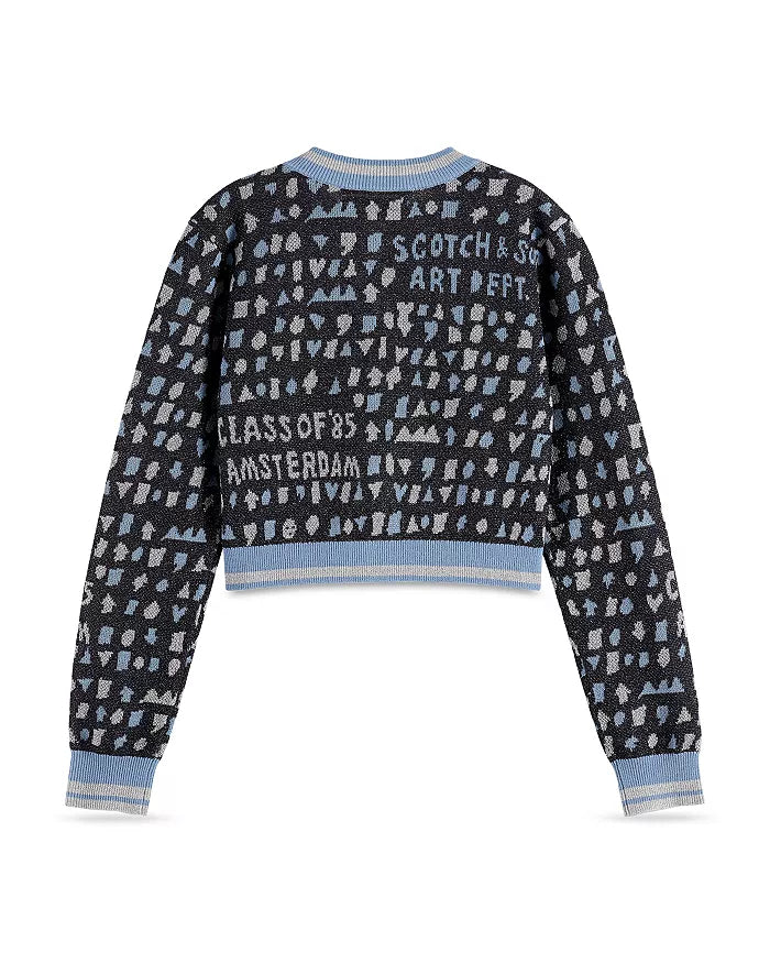 Scotch & Soda Slim Fit Cropped Jacquard Cardigan | Tuesday's Child