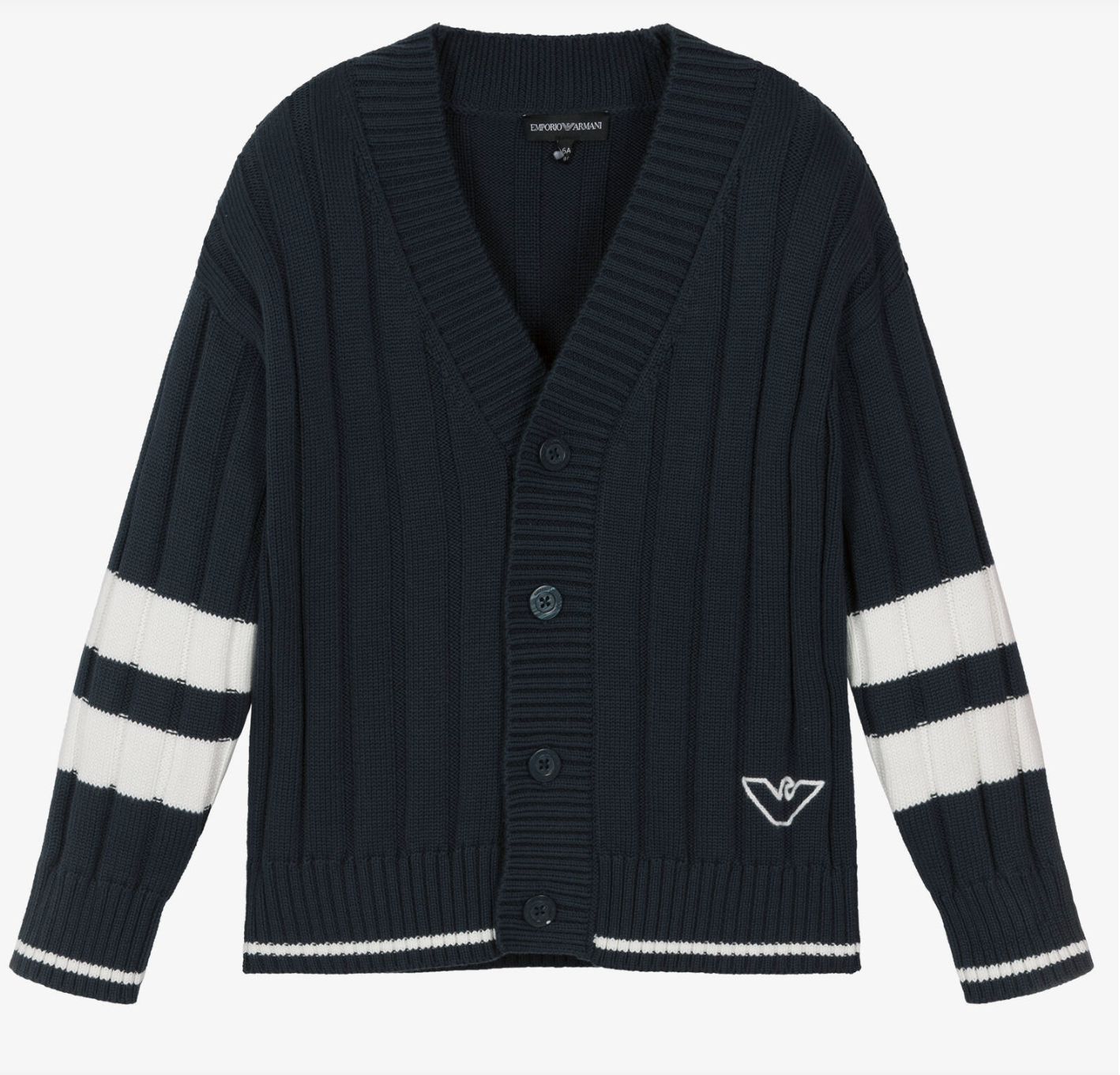 Armani Junior Striped Sleeve Cardigan – TuesdaysChild.com Armani Junior Striped Sleeve Cardigan – TuesdaysChild.com