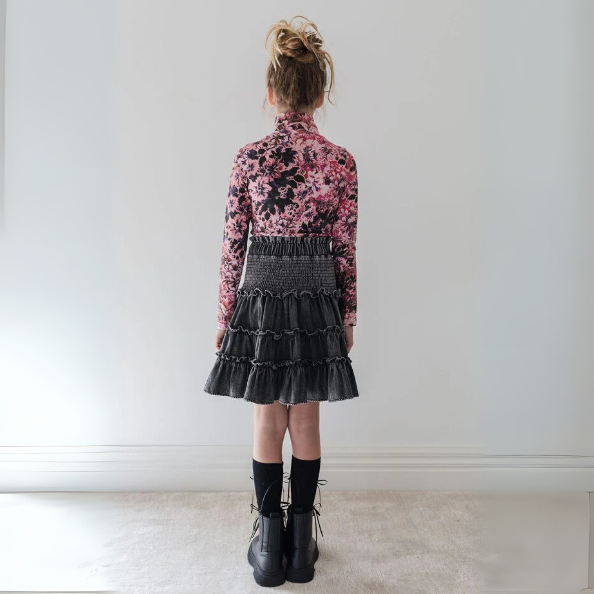 Steph Blurred Floral Print Jersey Top | Tuesday's Child