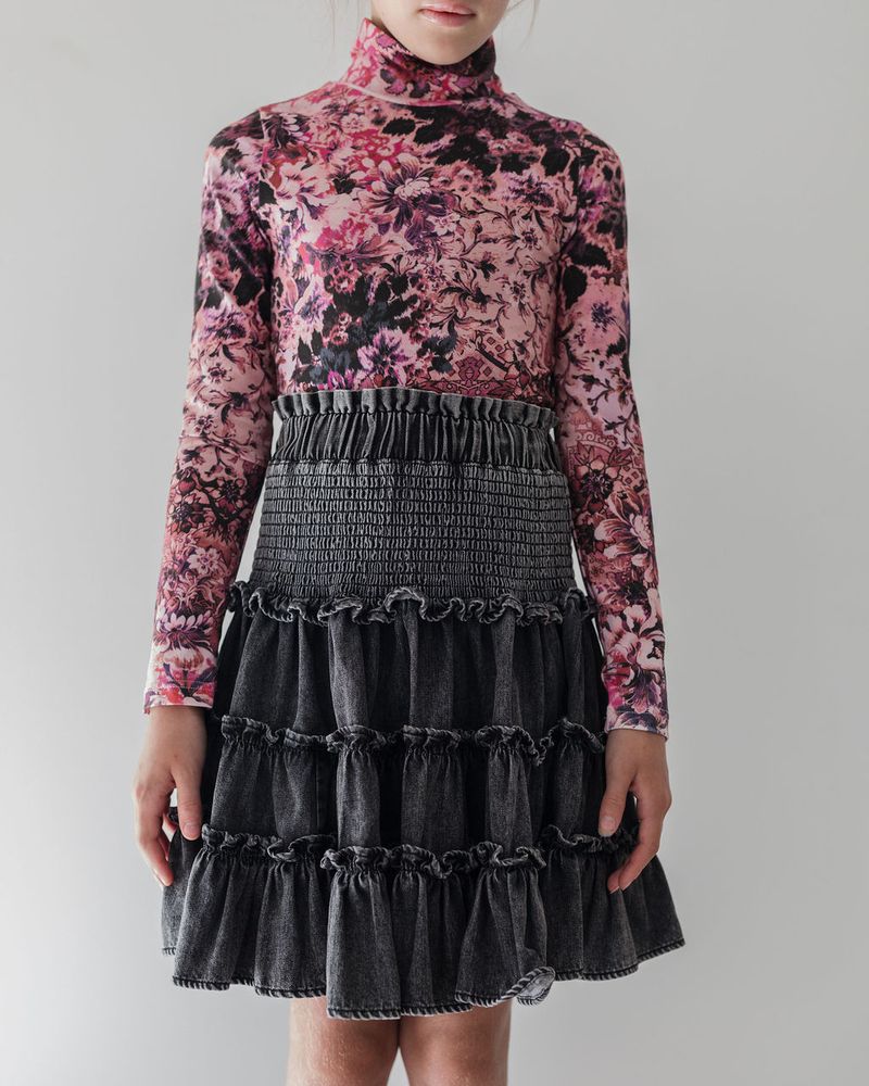 Steph Shirred Waist Chambray Skirt | Tuesday's Child