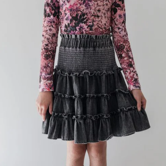 Steph Shirred Waist Chambray Skirt | Tuesday's Child