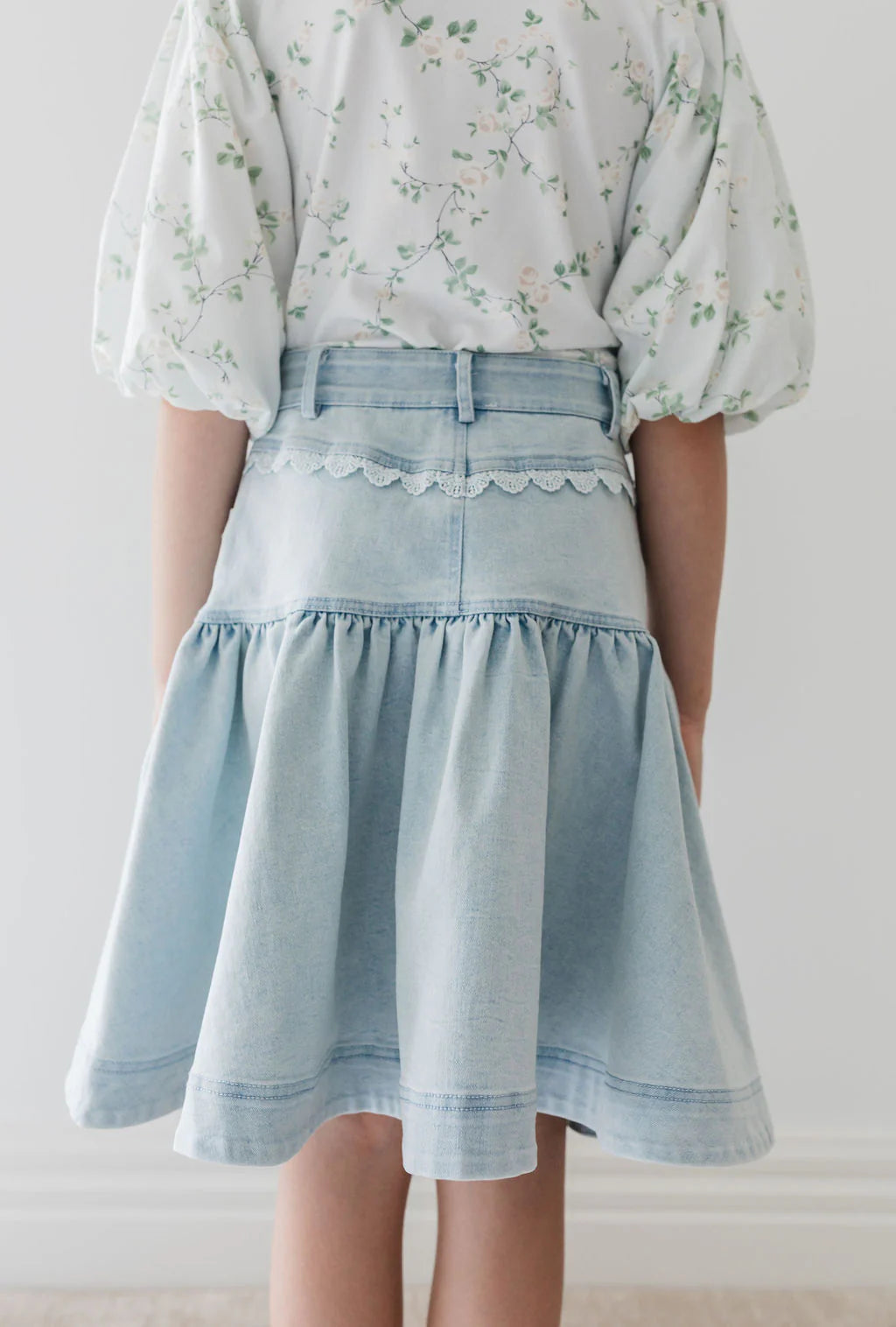 Steph Lace Trim Denim Skirt