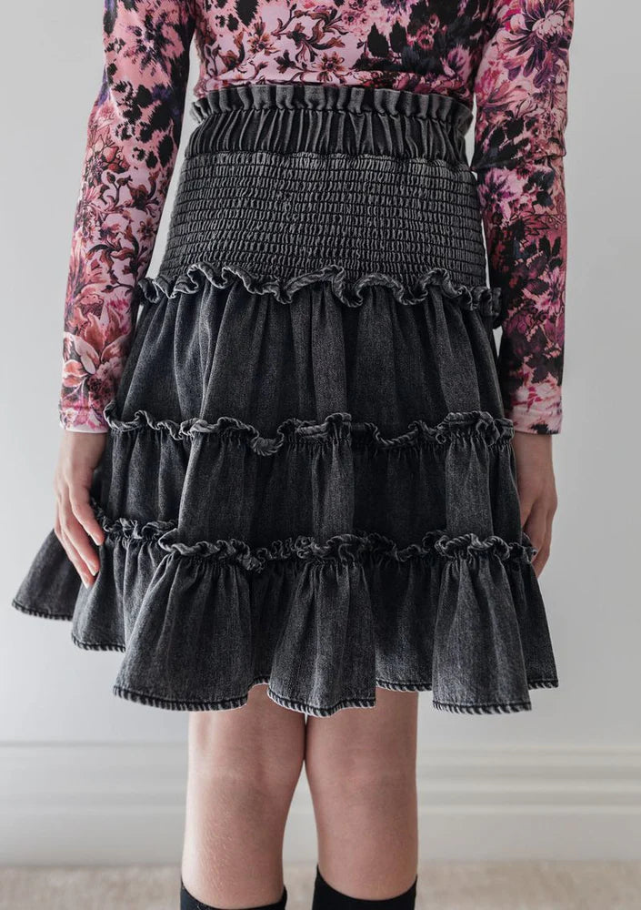 Steph Shirred Waist Chambray Skirt | Tuesday's Child