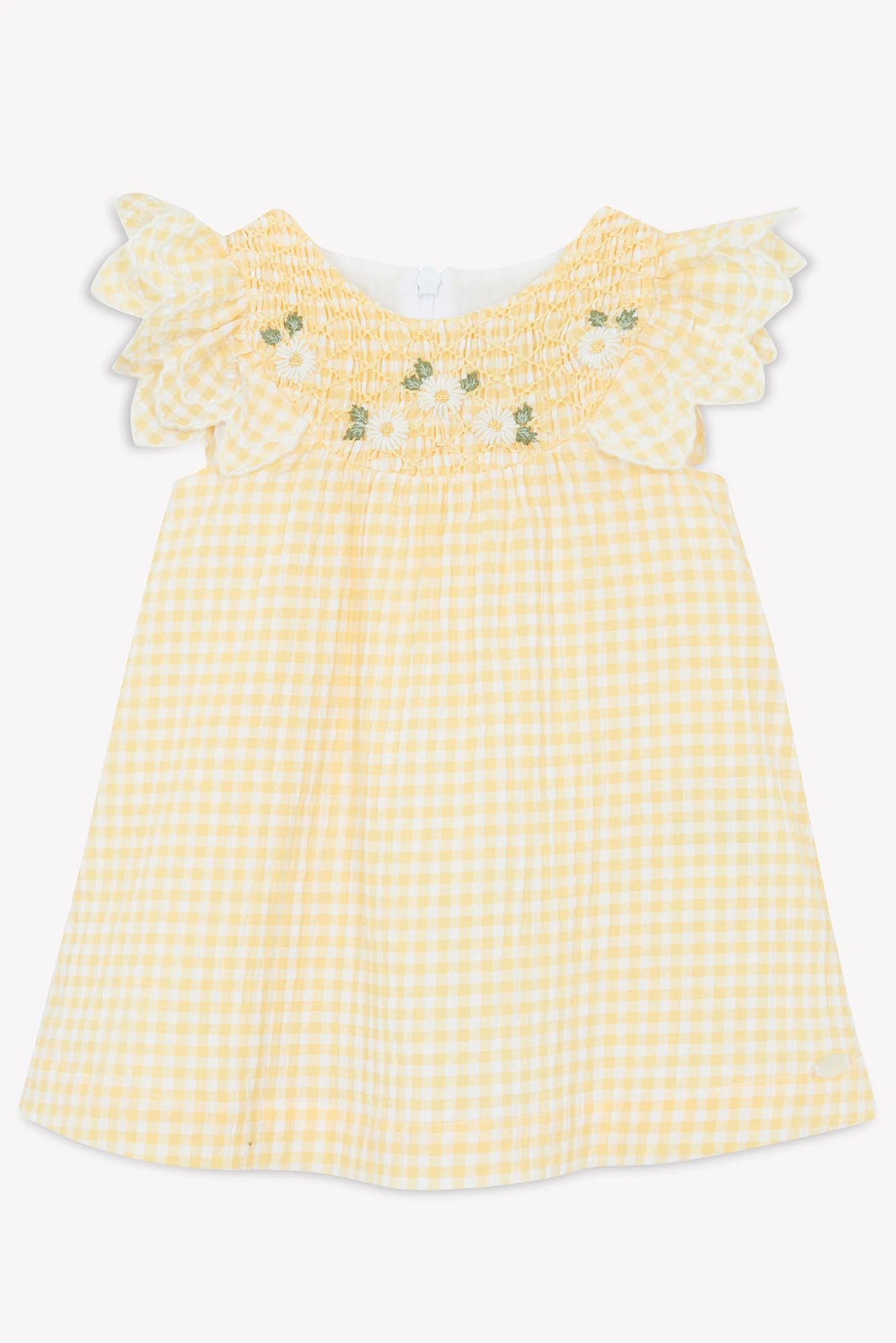 Tartine Plaid Embroidered Daisies Dress