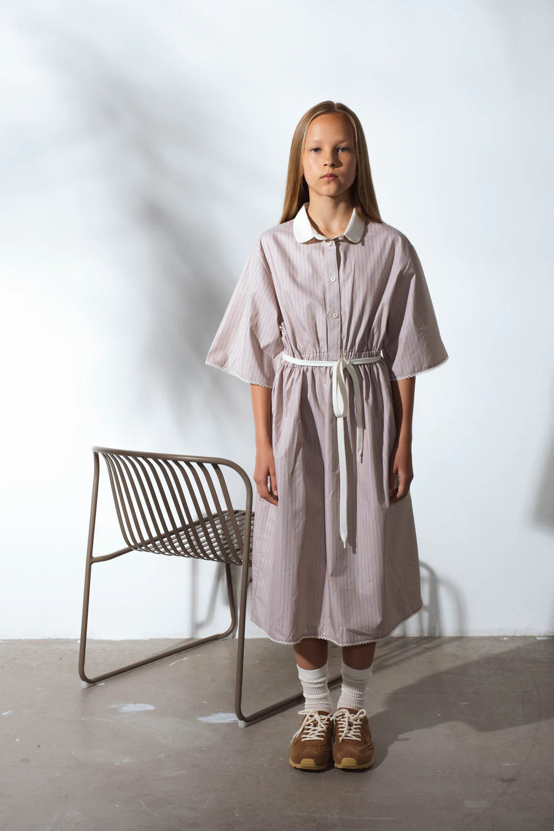 unlabel grey dress Unlabel Break Drop Pleat Dress Soft Sand / 8Y