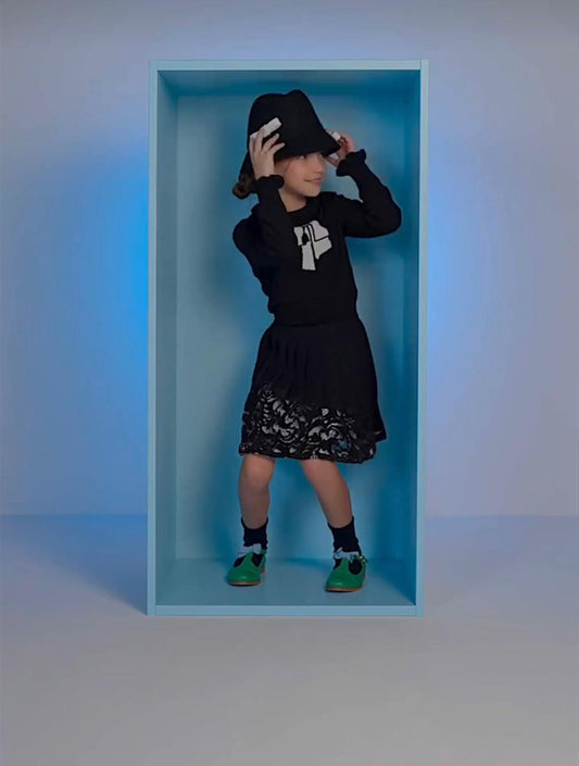 Mimisol Crepe Lace Pleated Skirt