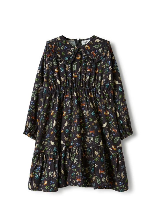 Il Gufo LS Floral Feline Dress