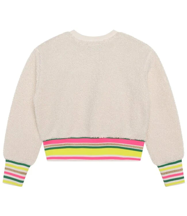 Karl Lagerfeld LS Sherpa Sweater w/ Multicolored Logo