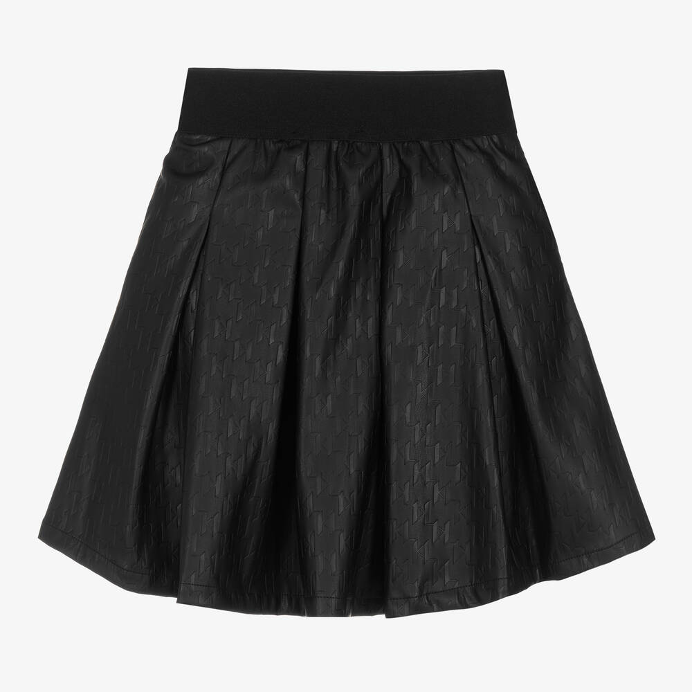 Karl Lagerfeld Faux Leather Embossed Logo Skirt
