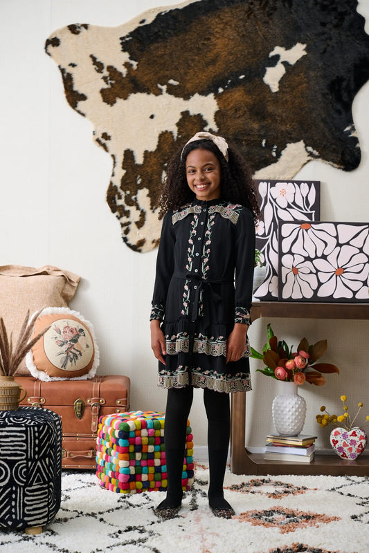 Porter Pastel Embroidery Button Down  Dress 2174