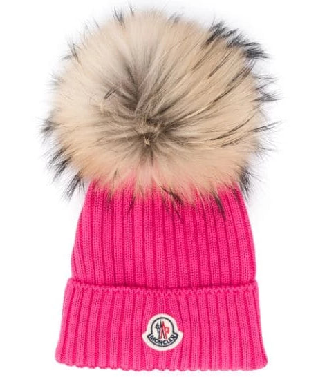 Moncler 04S01 Natural Ribbed Pom Pom Hat