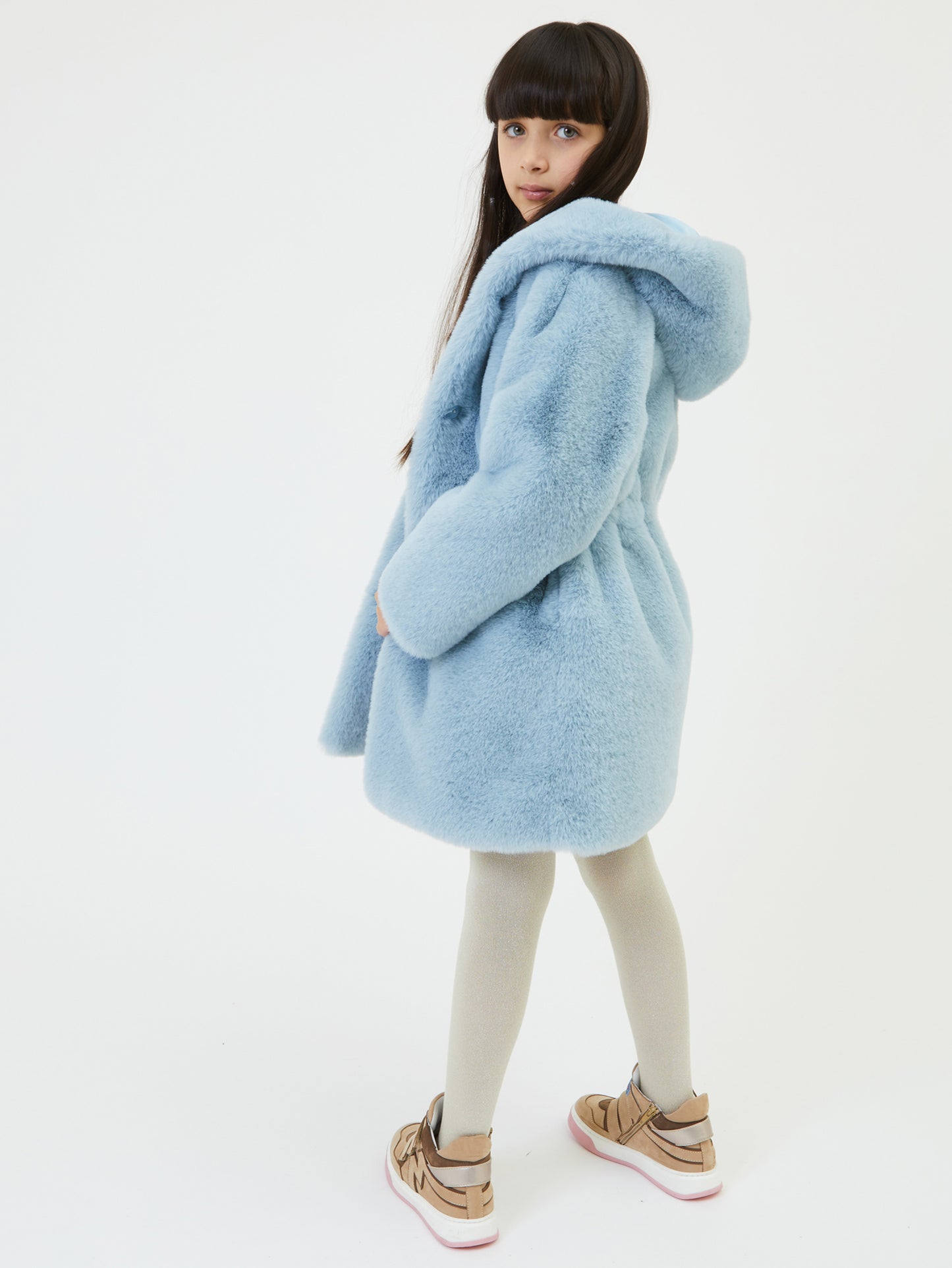 Monnalisa Hooded Faux Fur Coat