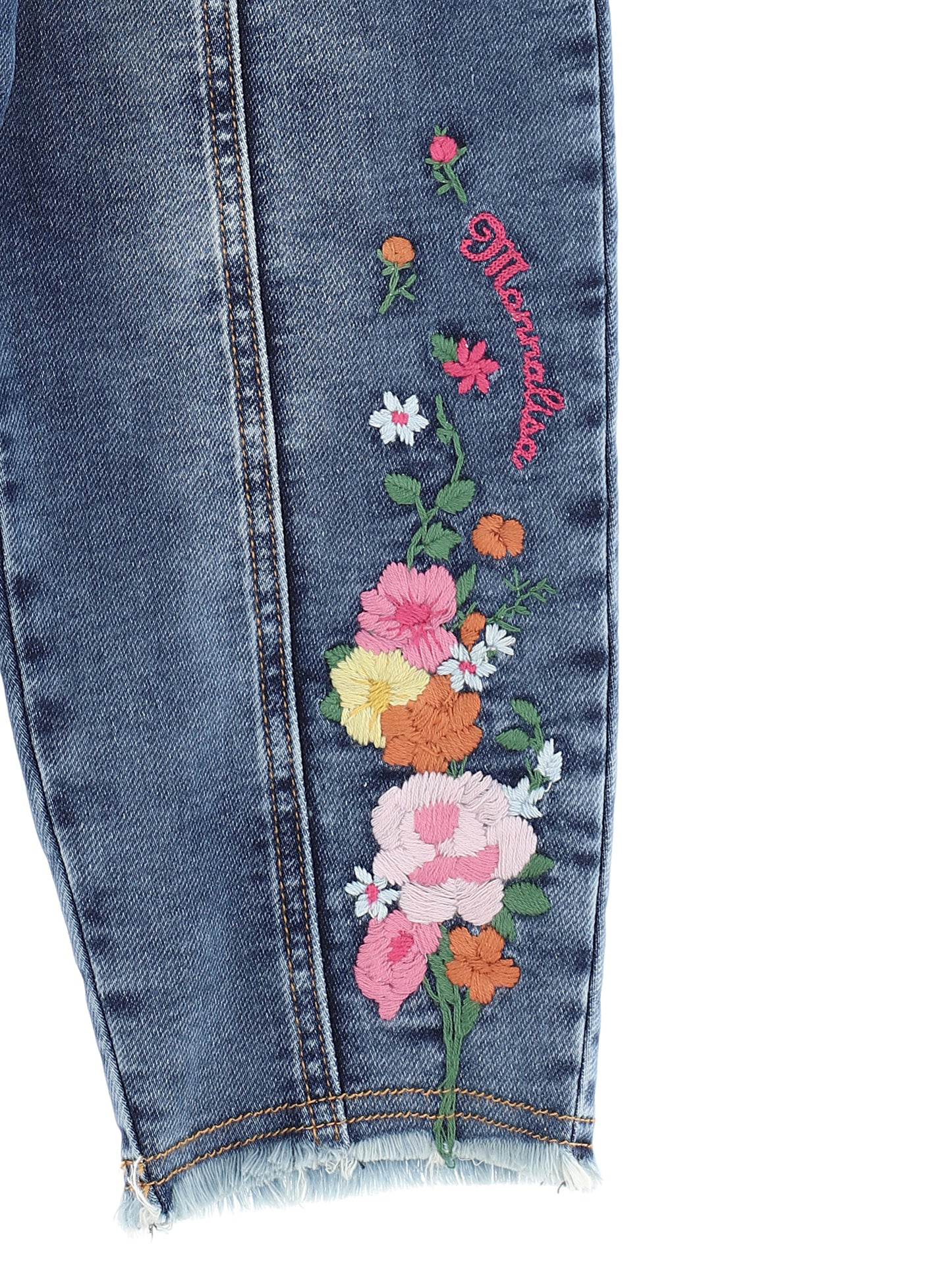 Monnalisa Floral Stretch Denim Pants