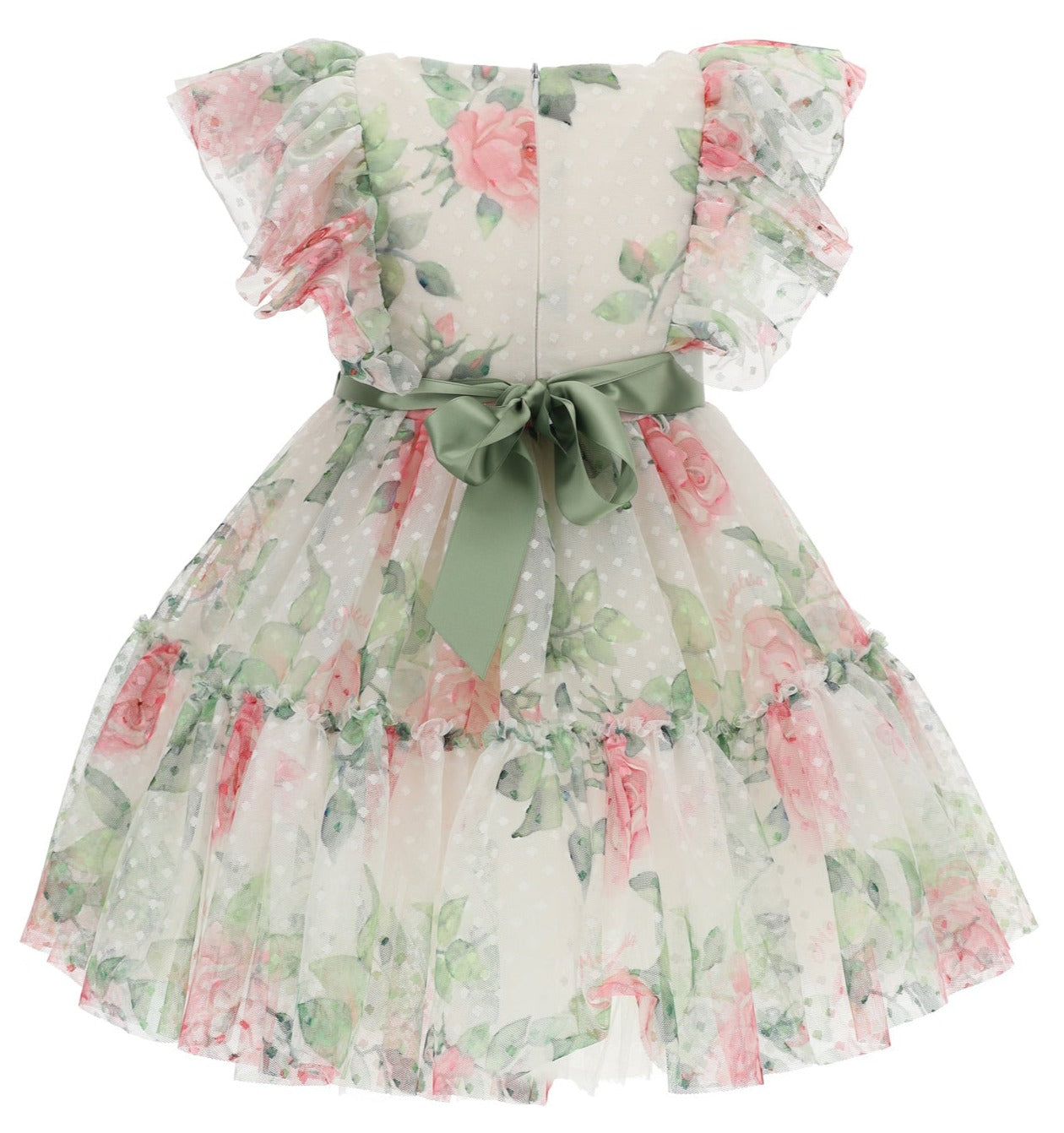Monnalisa Rose Bloom Tulle Dress