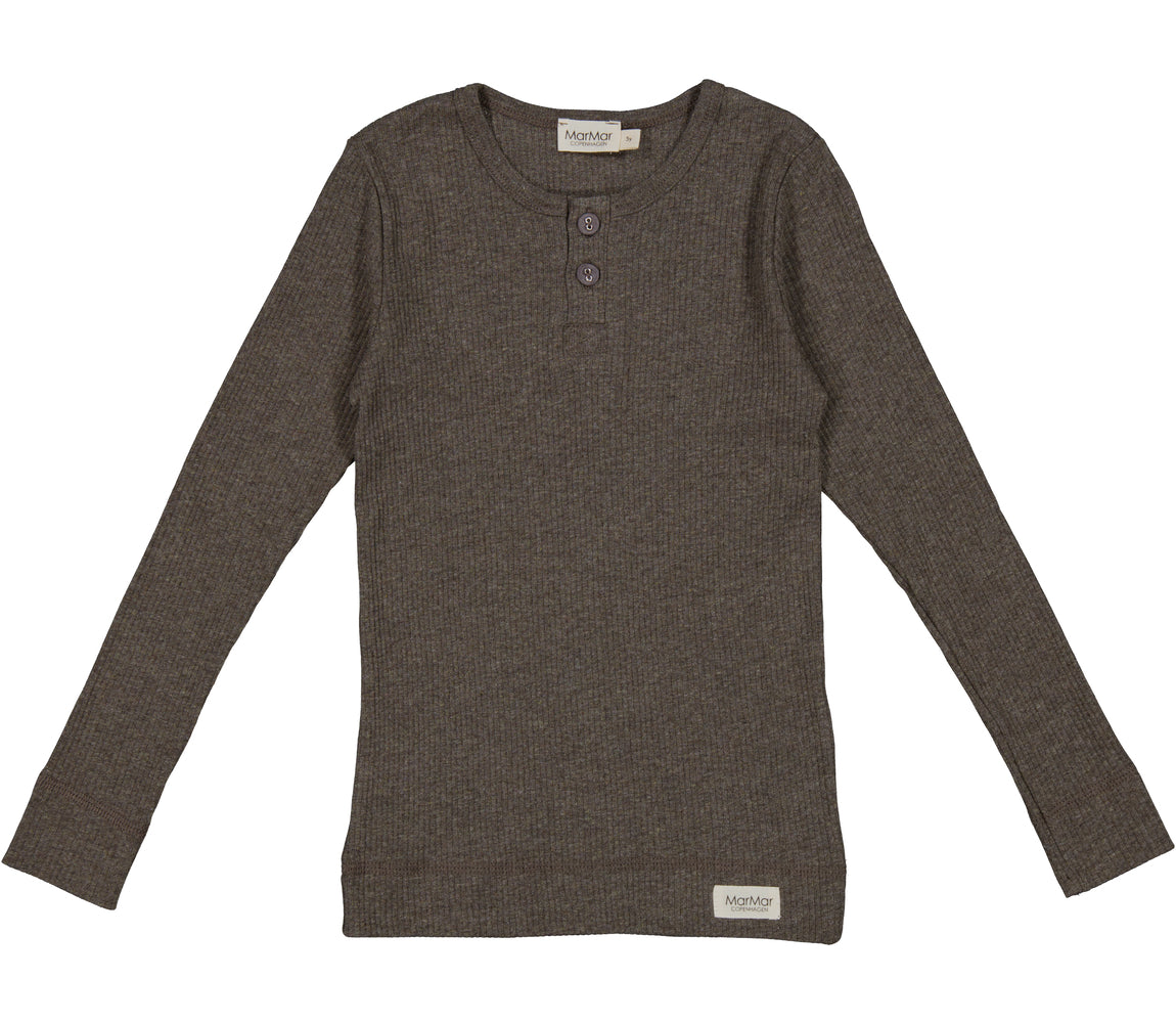 MarMar Coffee Brown Long Sleeve Henley T-Shirt