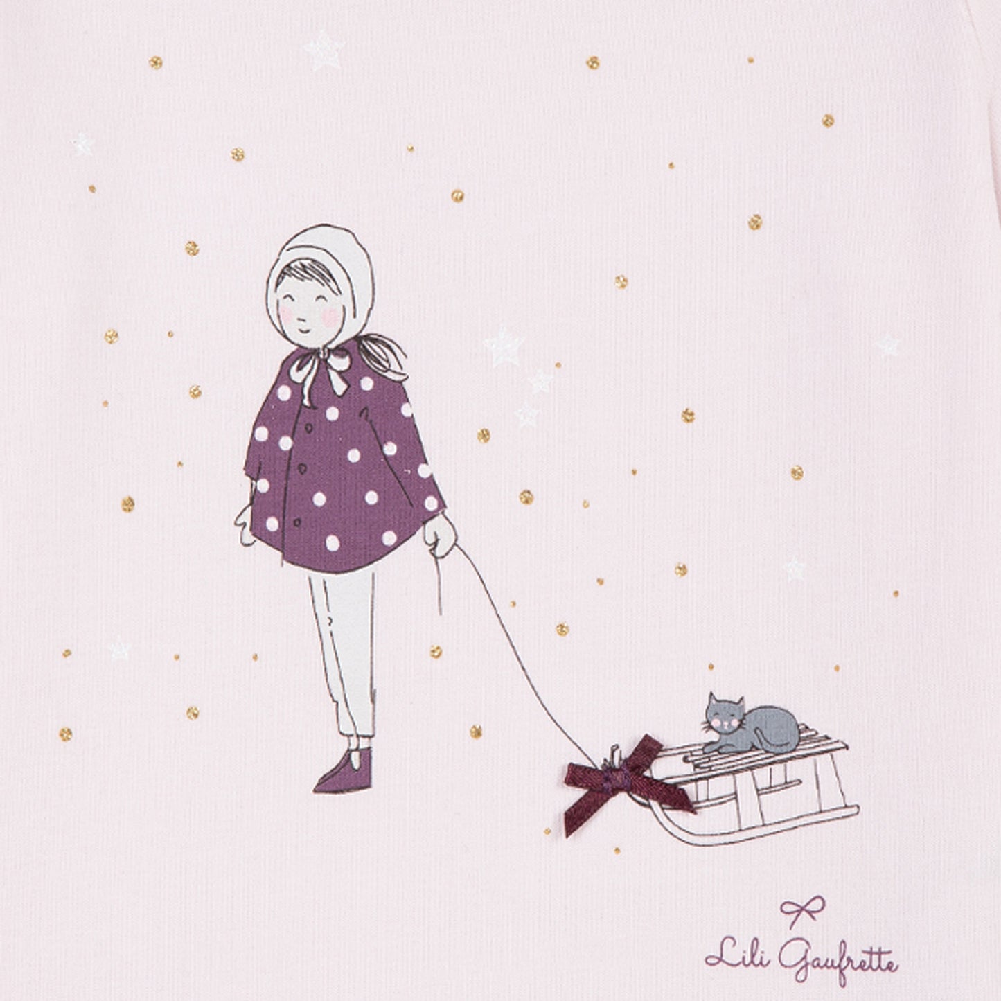 Lili Gaufrette Lhiver Girl Printed Tee Shirt