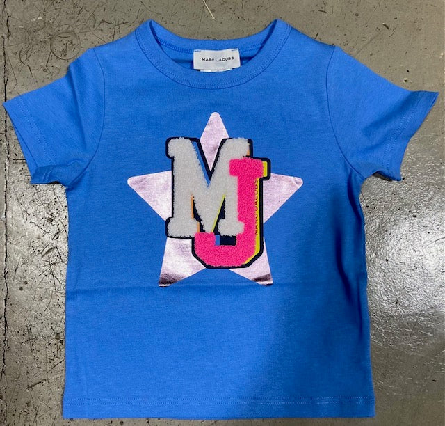 Little Marc Jacobs SS Fuzzy 'MJ' Logo Star Tee Shirt