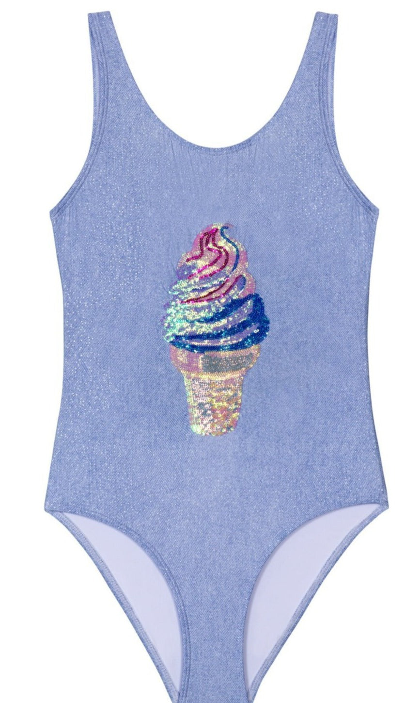 PilyQ Girls Sequin Ice Cream Swimsuit