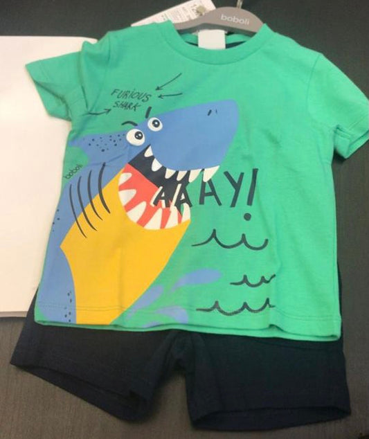 Boboli SS Shark Print T-Shirt & Shorts Set