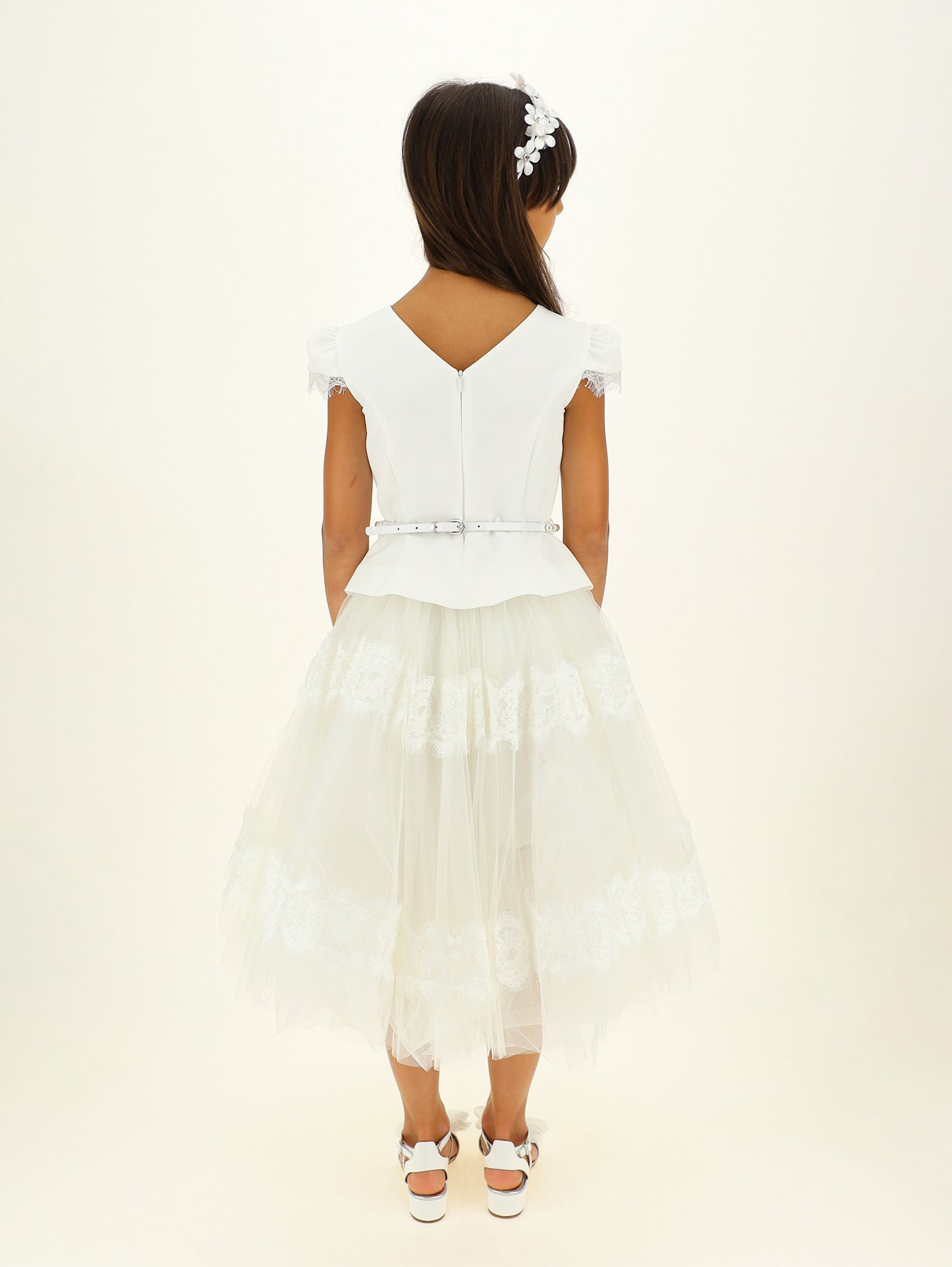 Monnalisa Teen Tulle & Lace Dress