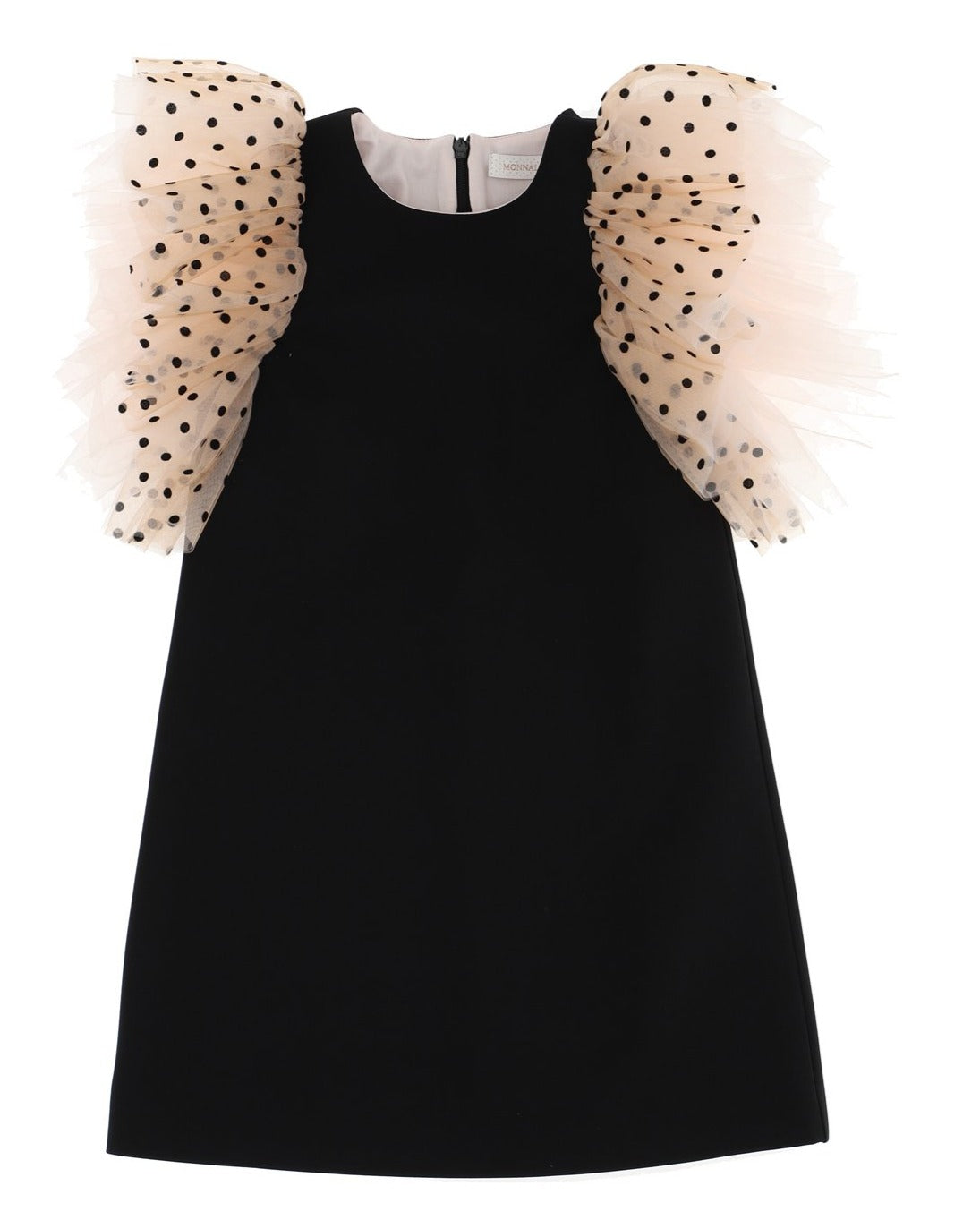 Monnalisa Crepe Tulle Sleeves Dress