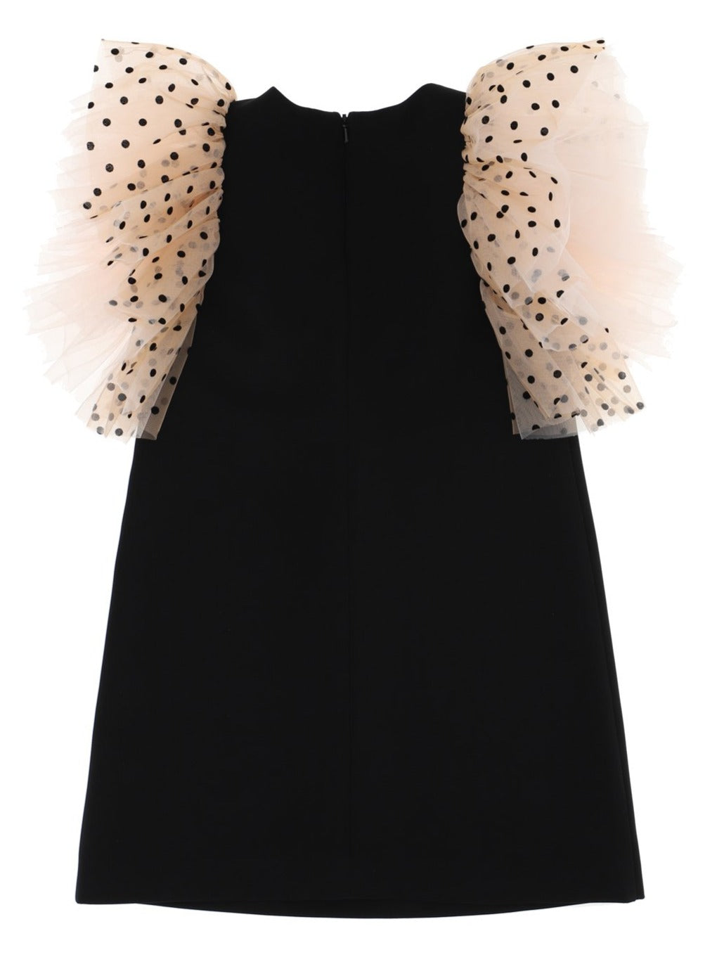 Monnalisa Crepe Tulle Sleeves Dress