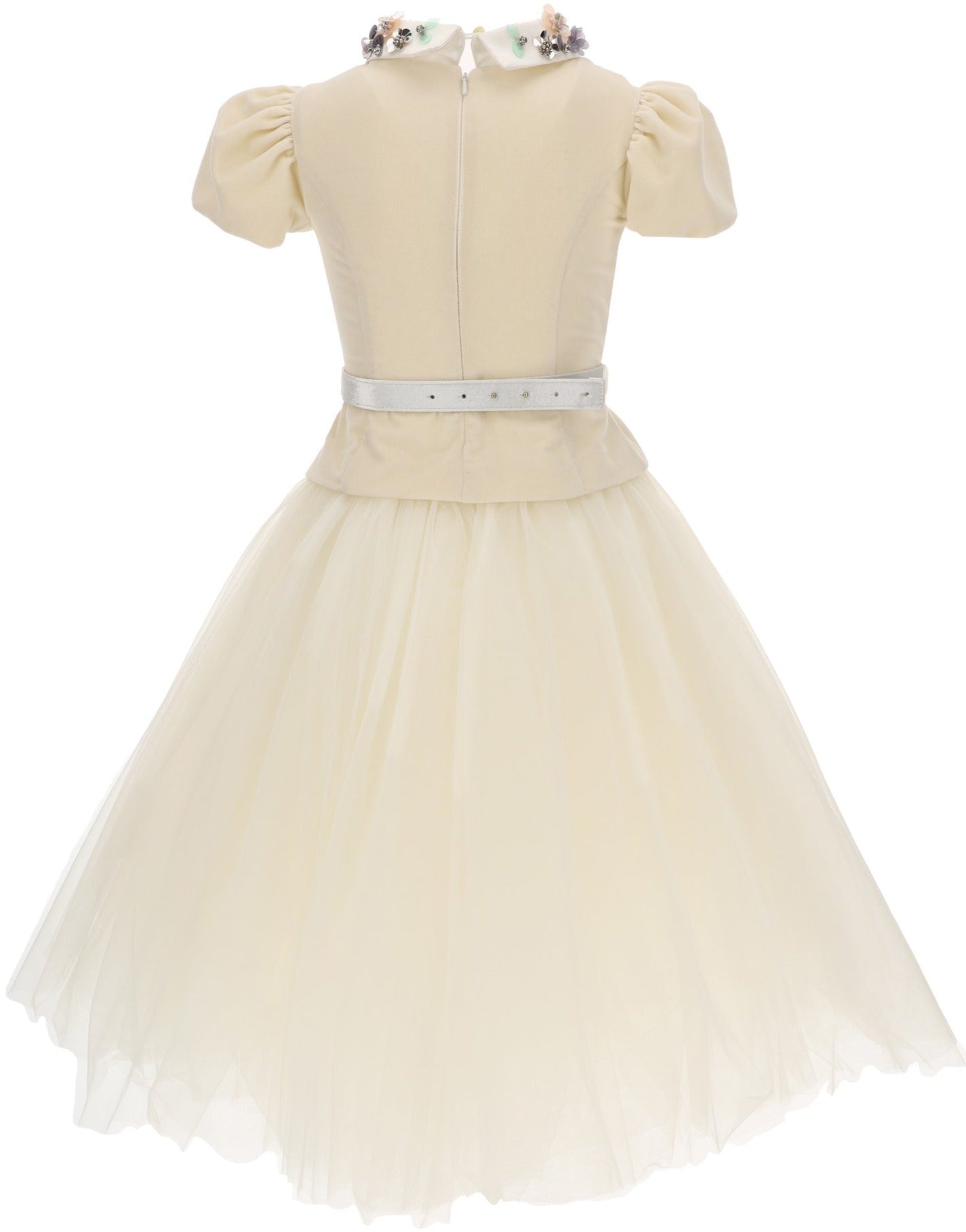 Monnalisa Flower Collar Tulle Bottom Dress
