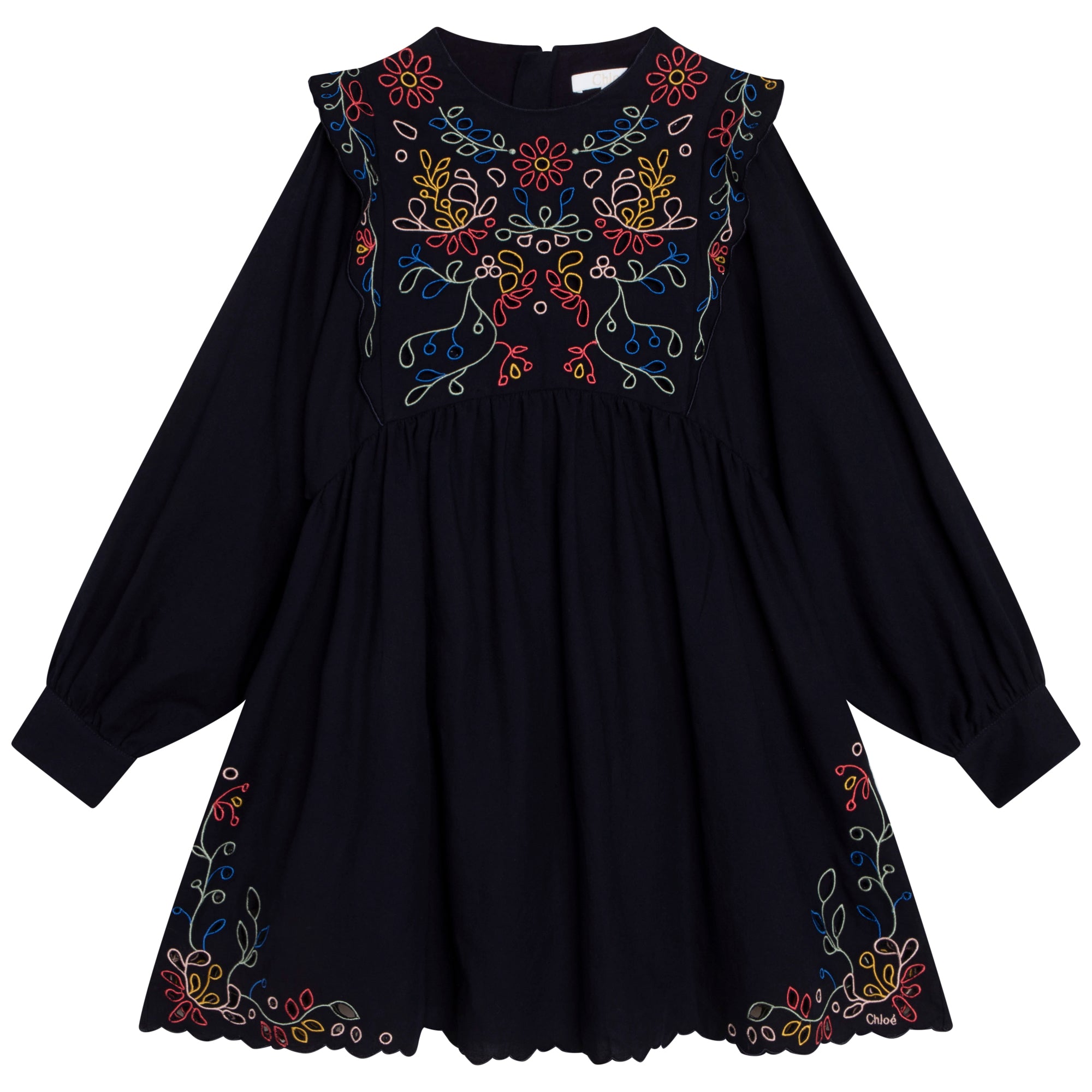 Chloe LS Twill Dress w/ Floral Embroidery TuesdaysChild.com Chloe LS Twill Dress w/ Floral Embroidery TuesdaysChild.com