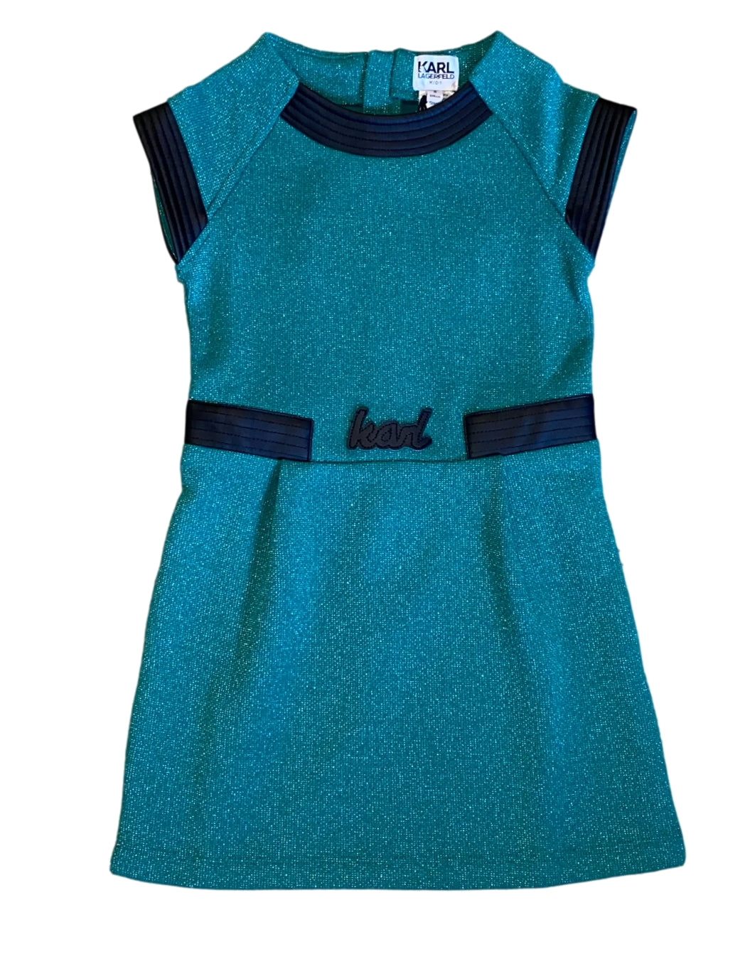 KL80P-15-Z12021-B Lurex Knit Dress with Black Trim