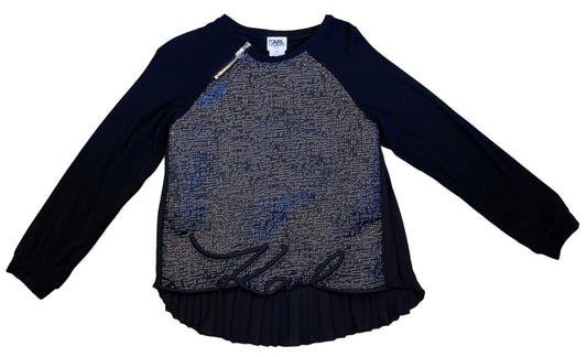 Lagerfeld Kids Z15117 Pleated Jacquard Front Blouse