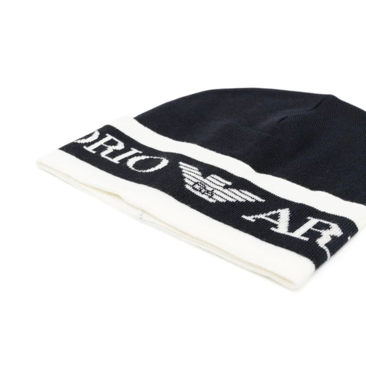 Armani Junior Beanie Hat w Logo Detail