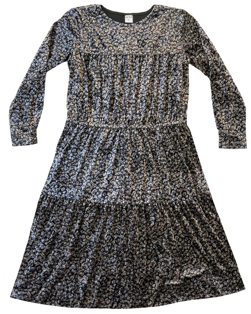 Meme Apparel Floral Velour LS Dress