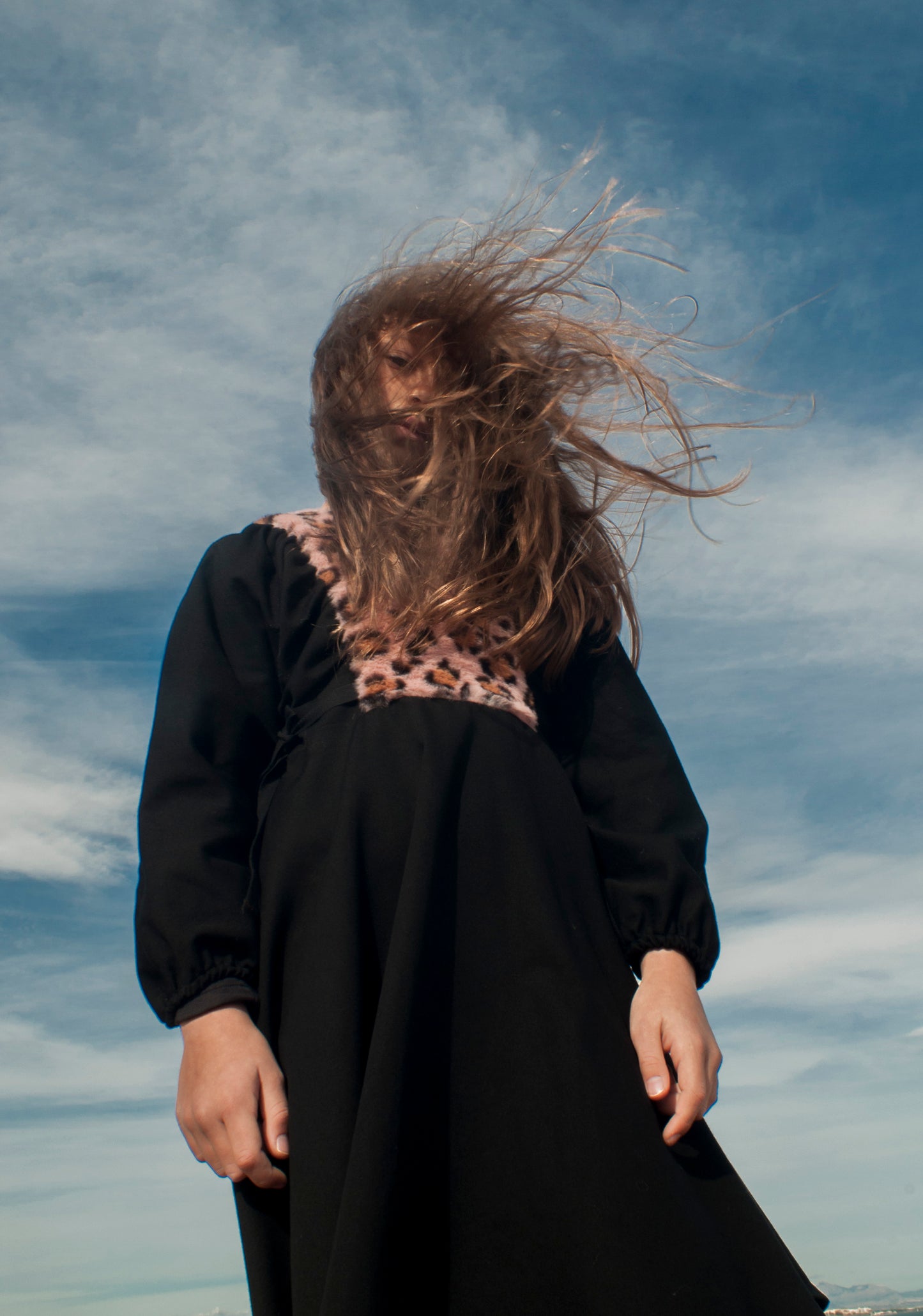 Popelin Leopard Cape Dress