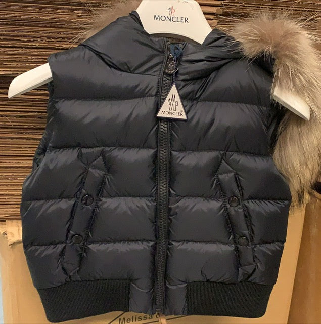 Moncler Ribbed Fur Collar Vest