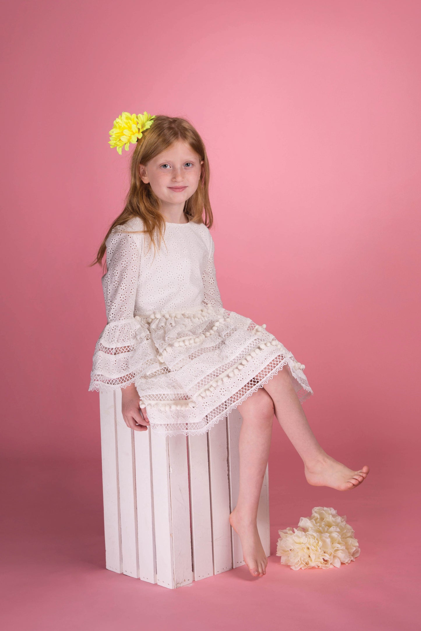 Paisley PomPom Trim Dress