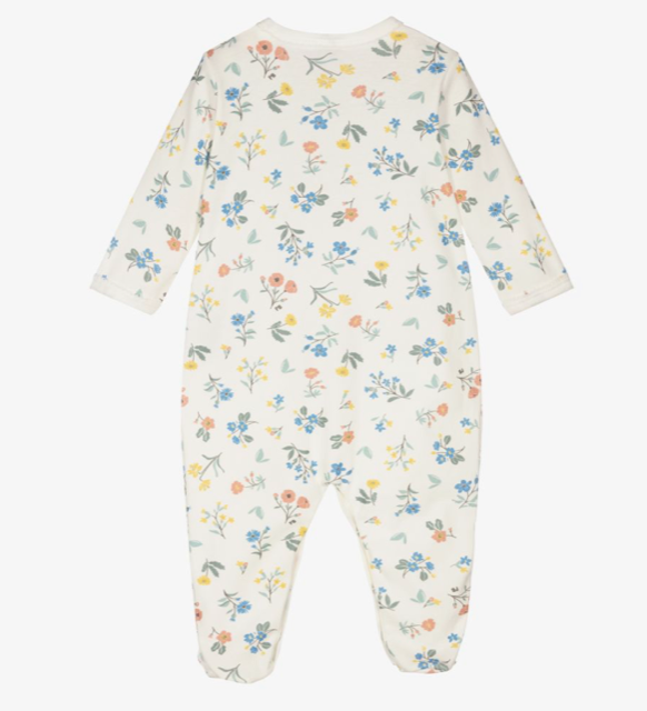 Petit Bateau Baby Front Snap Floral Footie