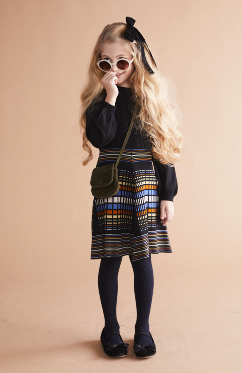 Porter Color Block Knitted Dress Navy- Brown / 20Y Porter Color Block Knitted Dress Navy- Brown / 20Y