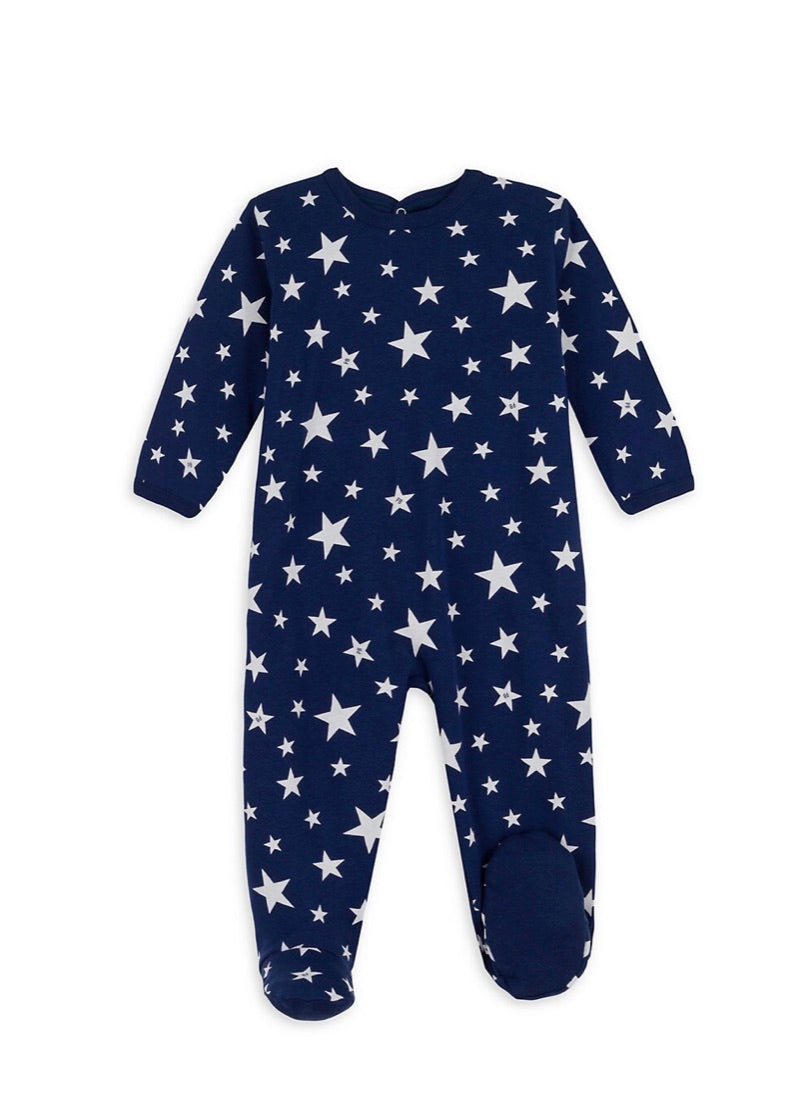 Petit Bateau Baby  Back Snap Star Footie