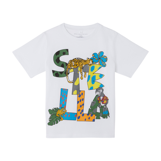 Stella McCartney Boys SS Tee Shirt w/ Stella Lettering Jungle Print